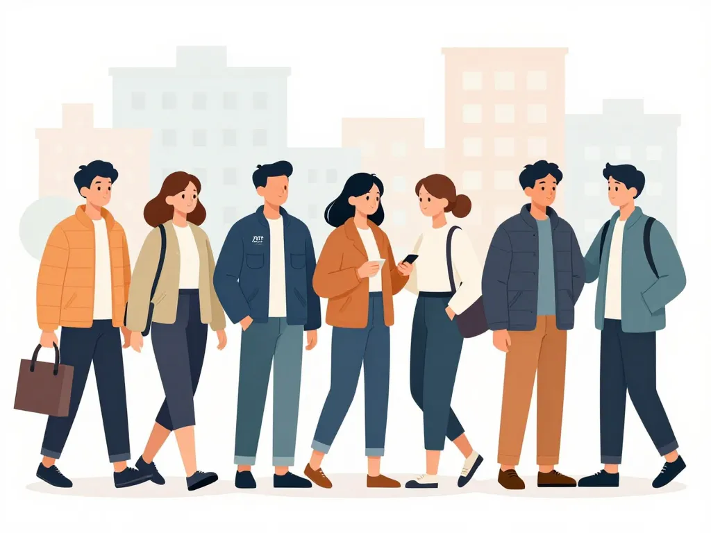 Personnages urbains portant doudoune JOTT stylée