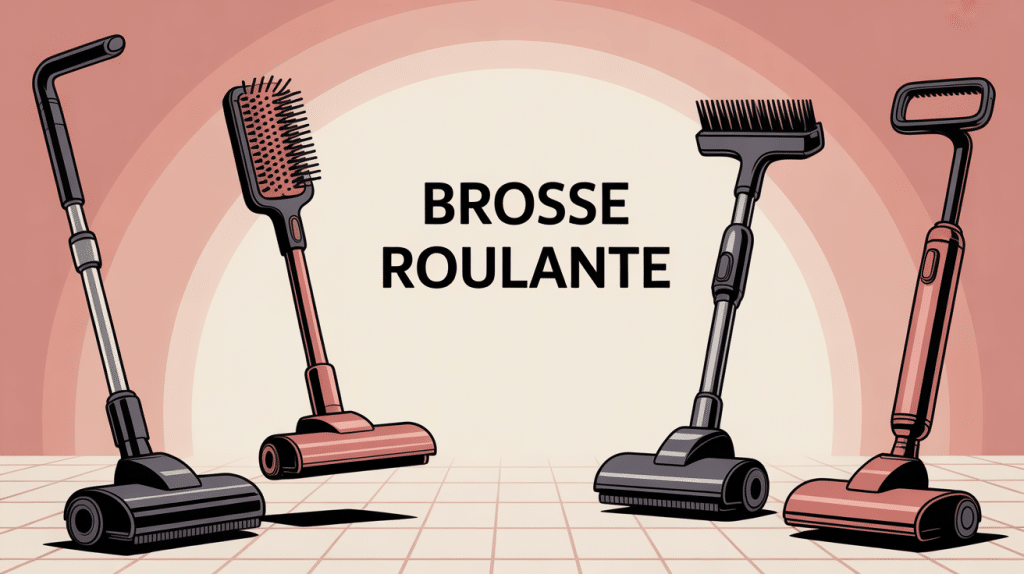 Illustration brosse roulante pour coiffure, barbe et tapis