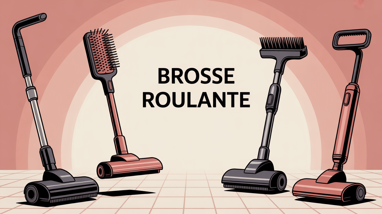 Illustration brosse roulante pour coiffure, barbe et tapis