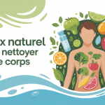illustration detox naturel pour nettoyer le corps avec ingrédients et eau