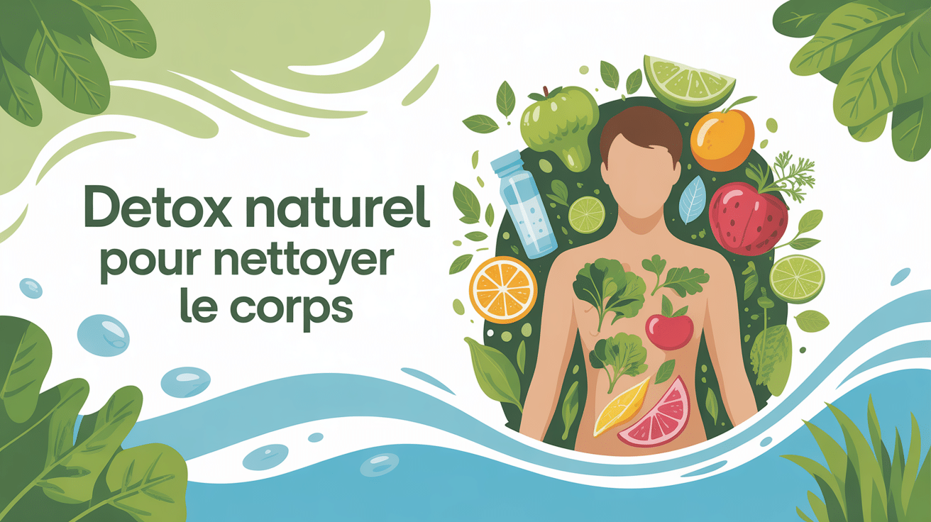 illustration detox naturel pour nettoyer le corps avec ingrédients et eau