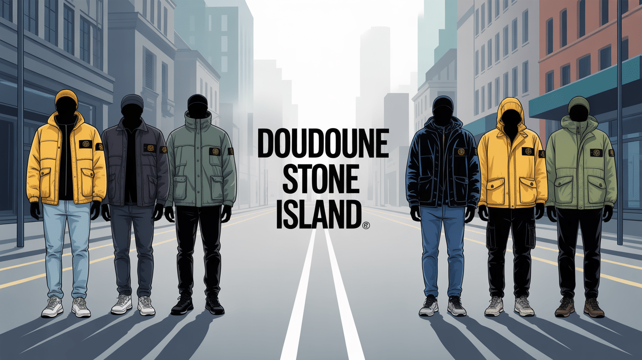 illustration doudoune stone island ambiance streetwear et technique