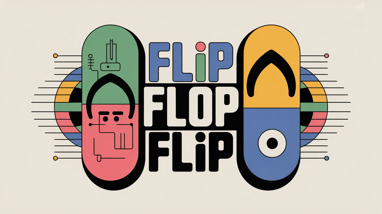 illustration conceptuelle flip flop flip usages électronique web créativité