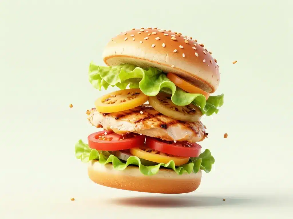hamburger healthy ingrédients équilibrés bun légumes