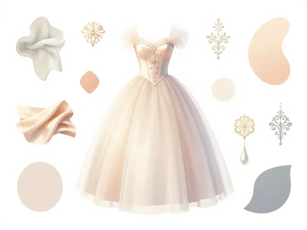 détails matières couleurs robe de princesse