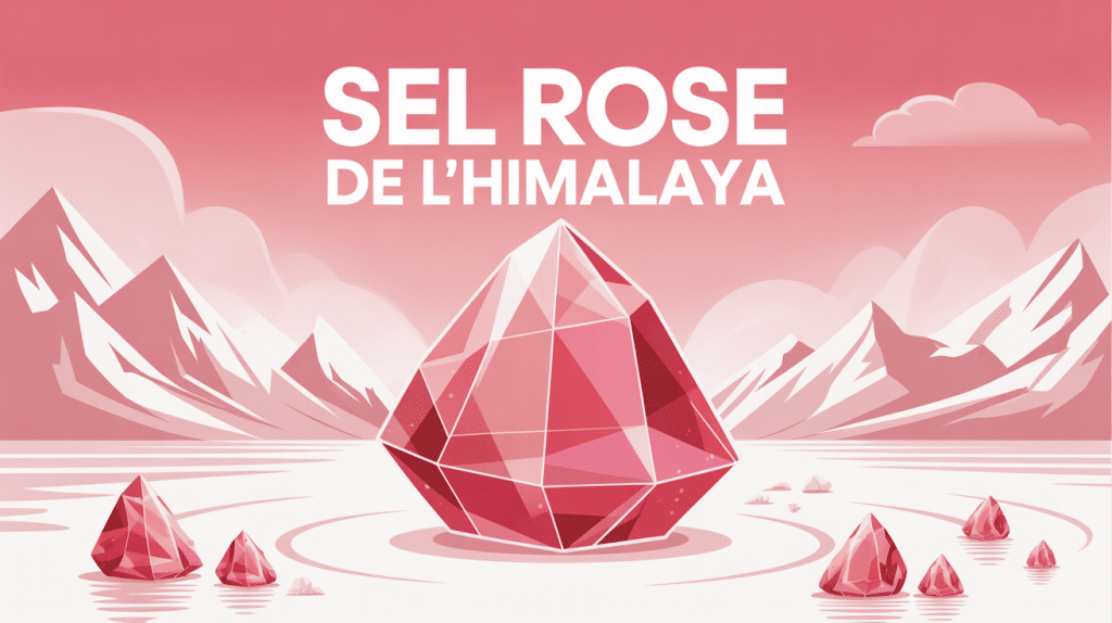 illustration sel rose de l himalaya danger montagne gros cristal
