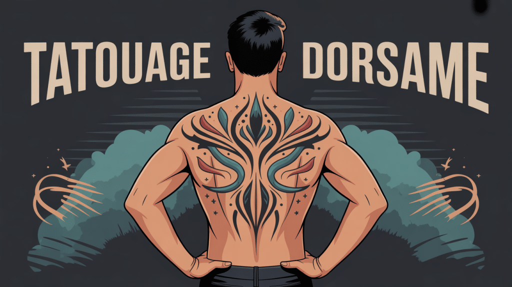 tatouage dorsale homme vu de dos illustration vectorielle