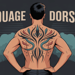 tatouage dorsale homme vu de dos illustration vectorielle