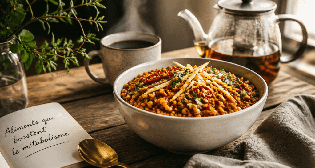 aliments qui boostent le métabolisme bol lentilles corail et café