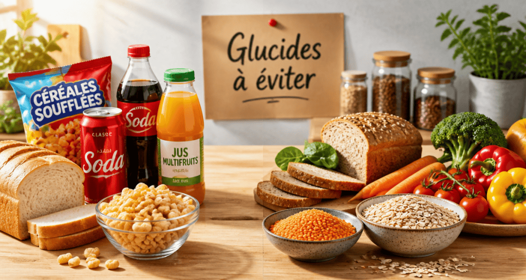 aliments riches en glucides a eviter sur une table
