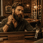 barbe style homme peignant devant miroir