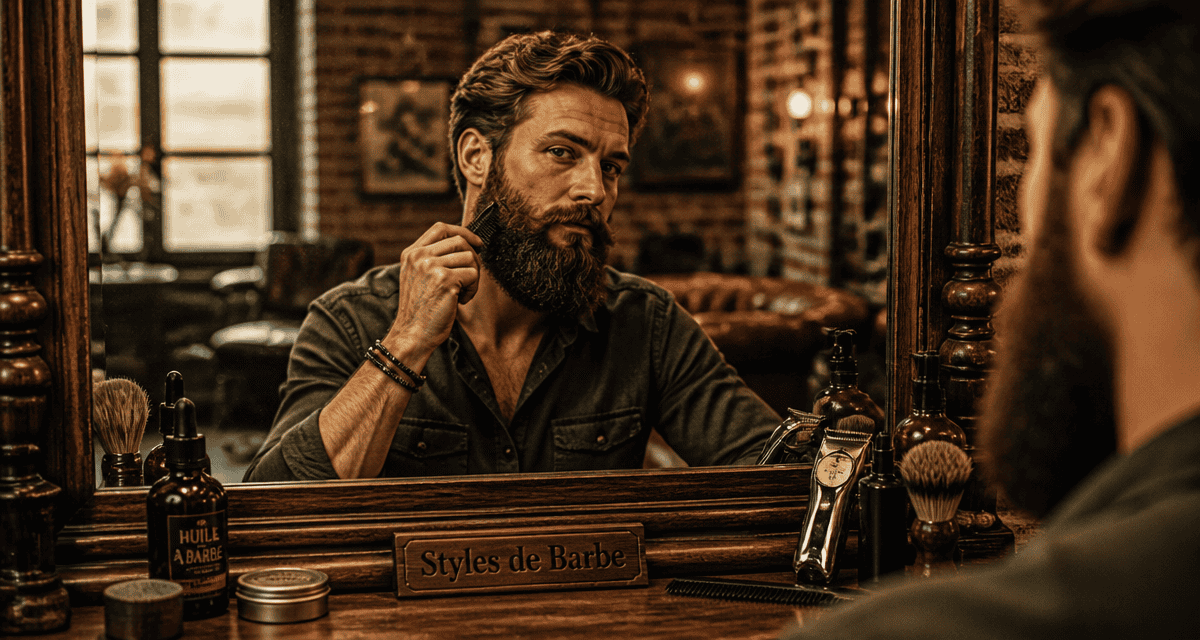 barbe style homme peignant devant miroir
