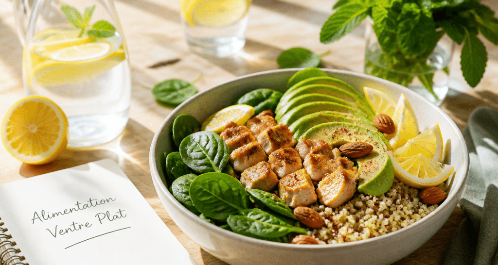 Bol quinoa poulet avocat aliment pour perdre le ventre