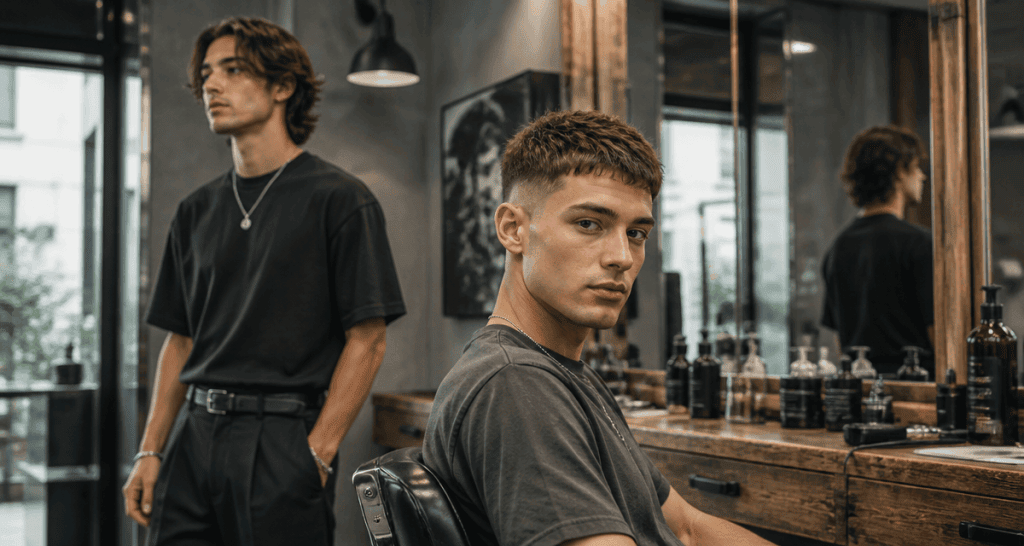 coupe homme tendance French Crop et Flow Haircut en salon