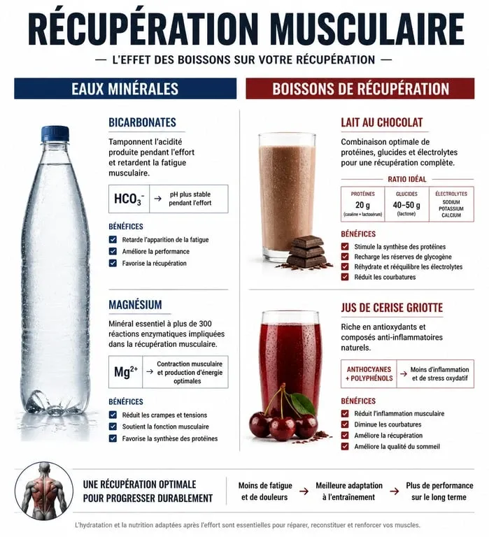 Infographie sur les meilleures boissons pour soulager les courbatures après le sport