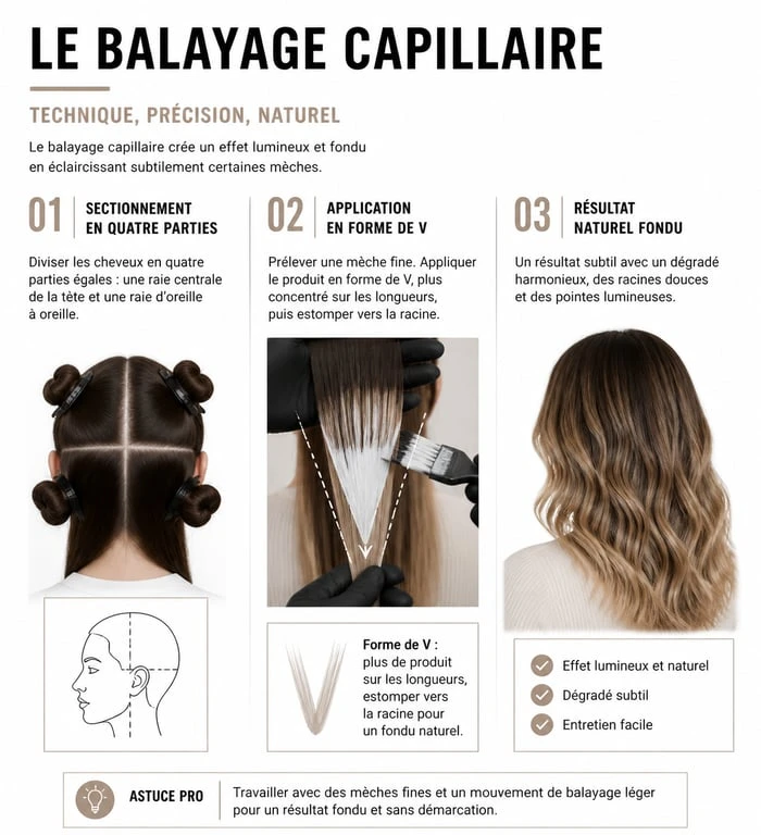 Technique de balayage capillaire étape par étape pour un résultat naturel