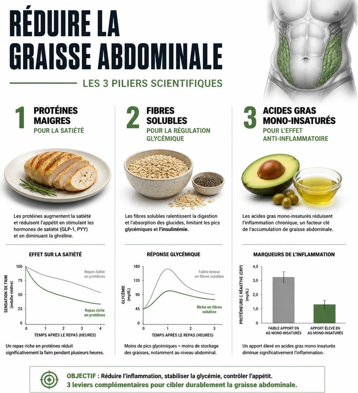Infographie des aliments pour perdre le ventre et réduire la graisse abdominale