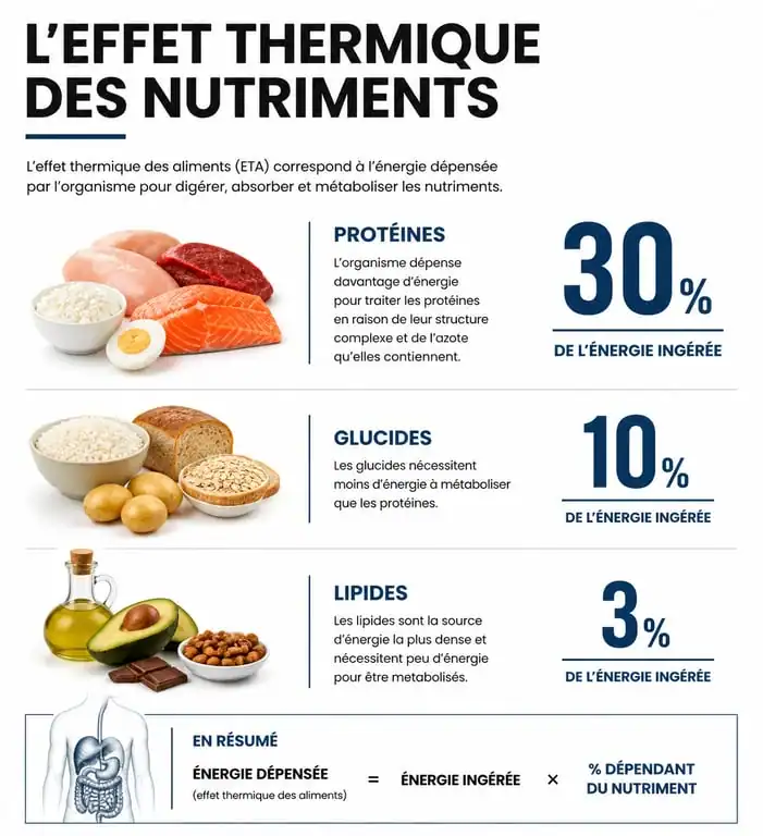 Infographie sur l'effet thermique des aliments et le métabolisme