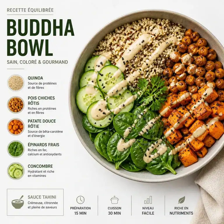 Buddha Bowl healthy au quinoa et légumes rôtis pour une alimentation saine