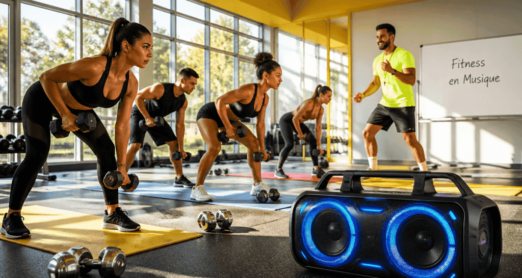 Fitness en musique groupe entraînement salle