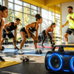 Fitness en musique groupe entraînement salle