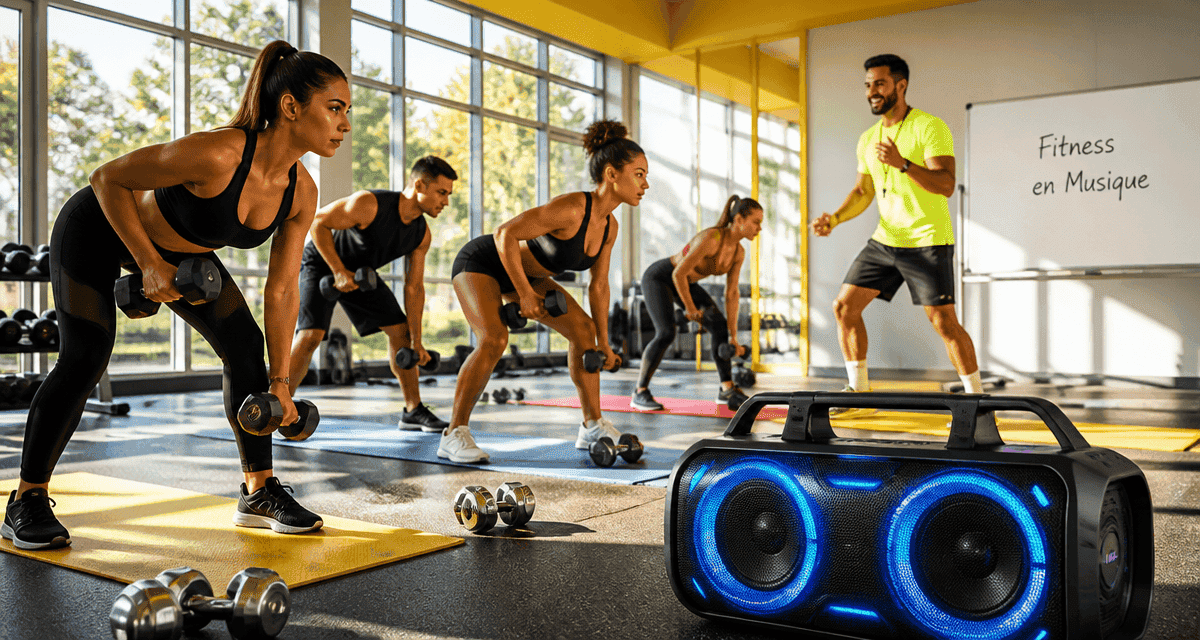 Fitness en musique groupe entraînement salle