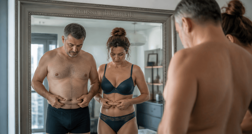 graisse sous cutanee ventre homme femme miroir