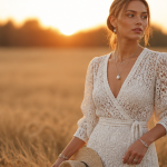 ma boheme robe dentelle blanche coupe portefeuille