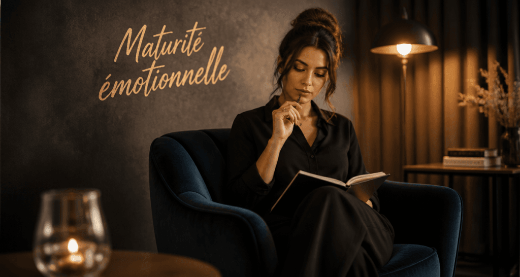 Femme réfléchissant sur la maturité émotionnelle
