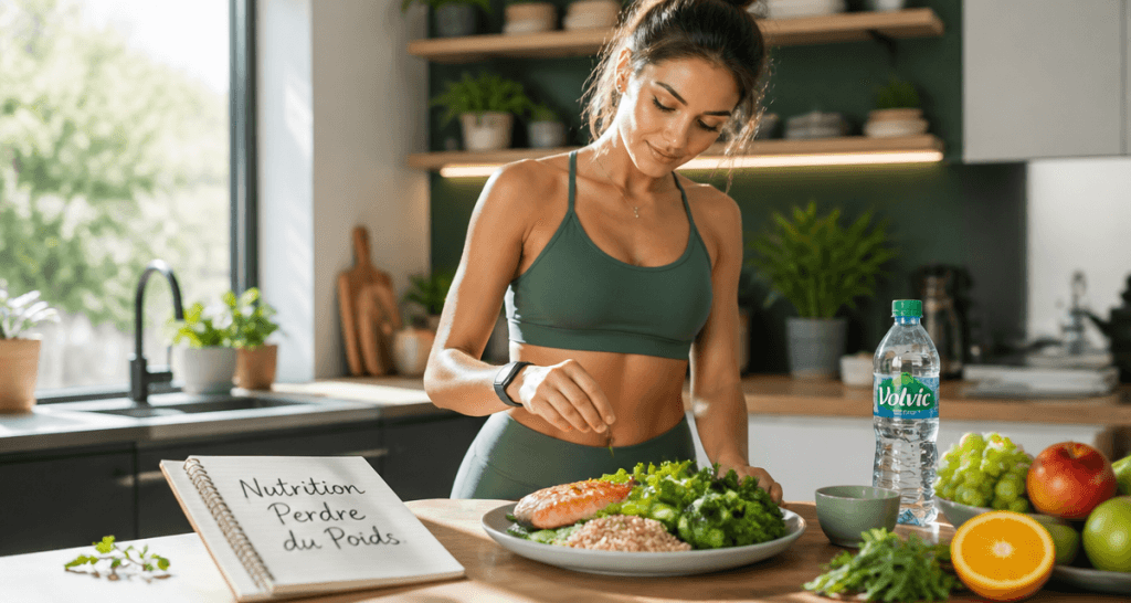 nutrition perdre du poids, femme cuisine assiette saine