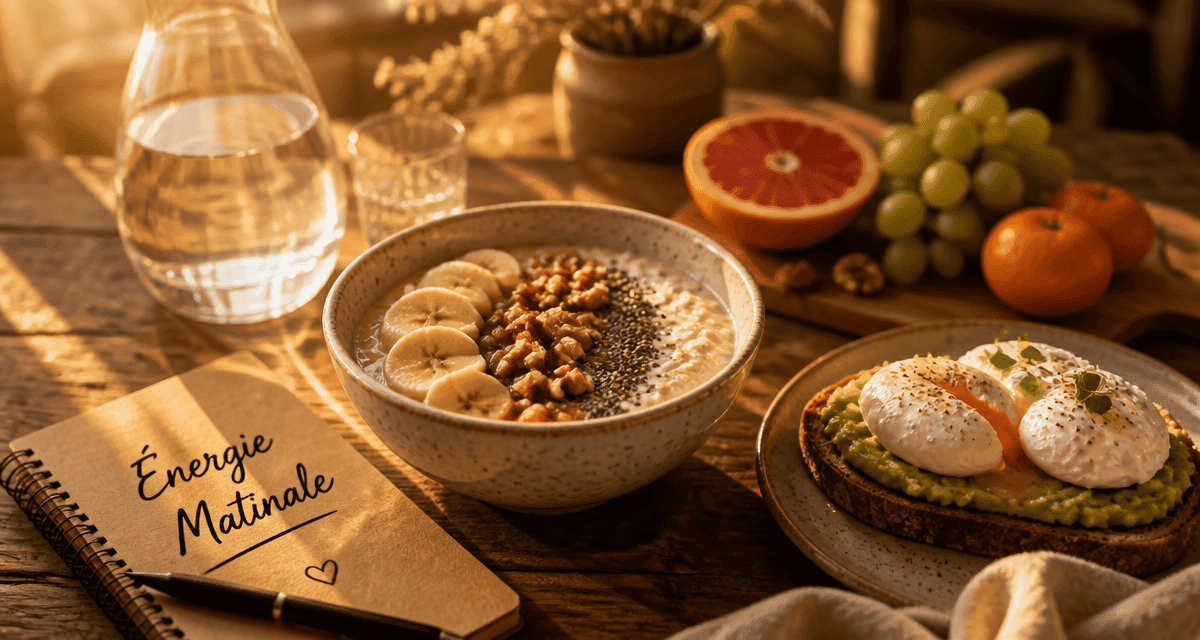 petit dej équilibré recette porridge banane toast avocat œuf