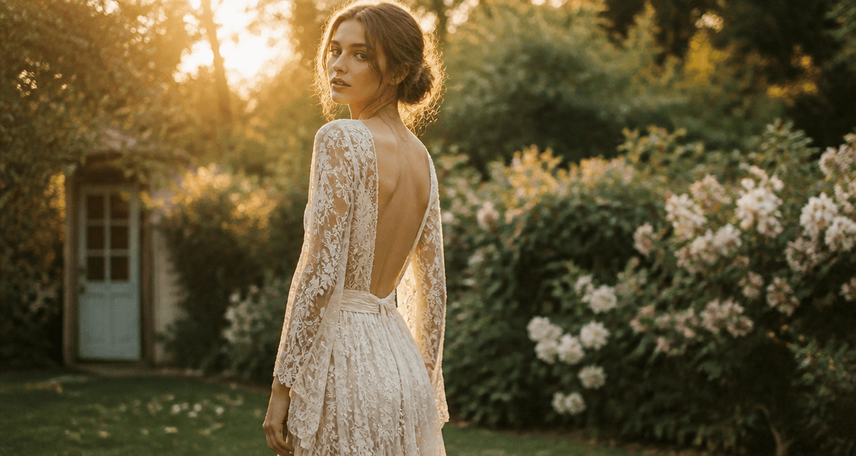 robe boheme dentelle blanche femme jardin