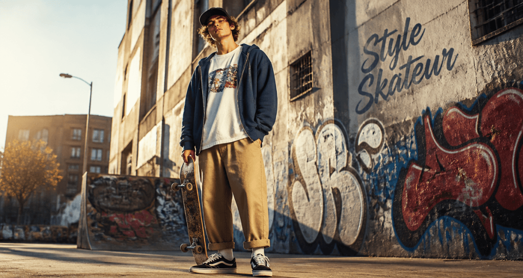 style skateur homme pantalon large hoodie skate