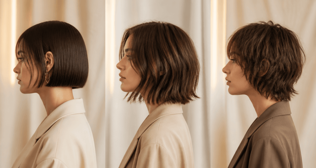 Tendance coupe carré femme profil studio