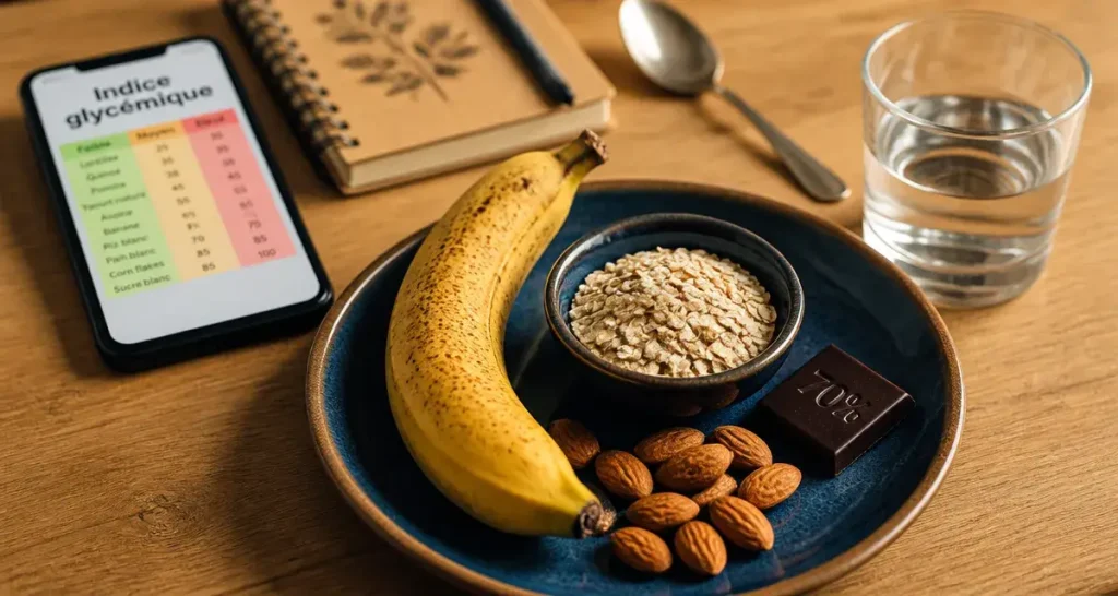 Aliment qui donne de l energie rapidement : banane, flocons d’avoine et amandes