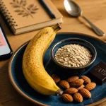 Aliment qui donne de l energie rapidement : banane, flocons d’avoine et amandes