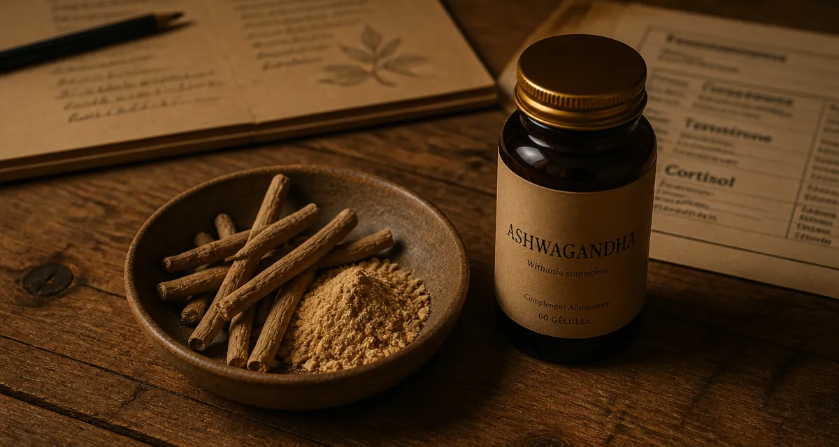 Ashwagandha : bienfaits homme — racines et poudre pour testostérone et cortisol