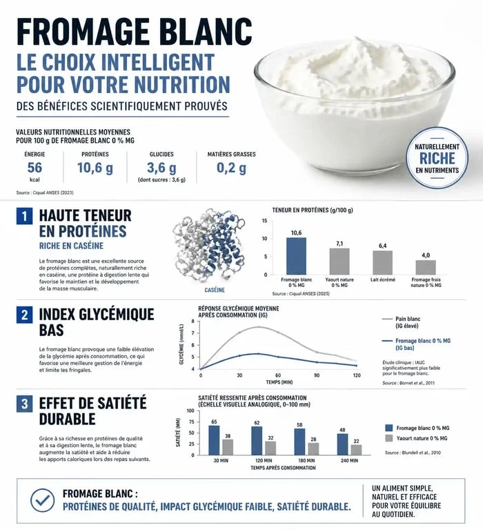 Infographie sur les bienfaits nutritionnels du régime au fromage blanc pour la perte de poids