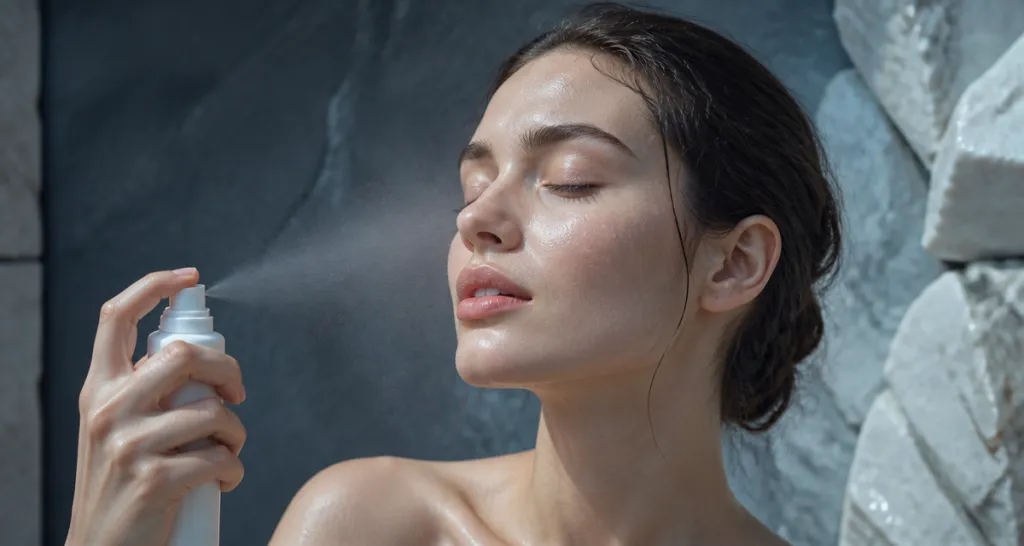 meilleure eau thermale visage brume sur peau lumineuse