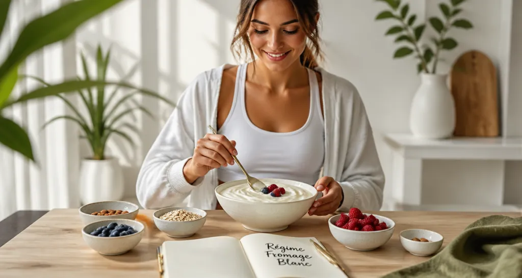 regime au fromage blanc bol fromage blanc et femme
