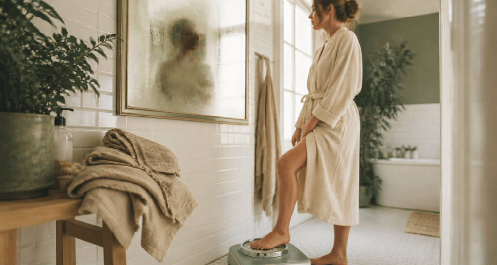 se peser tous les jours femme balance rétro