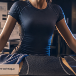 t shirt de sport femme technique : tissus mesh et polyester en studio
