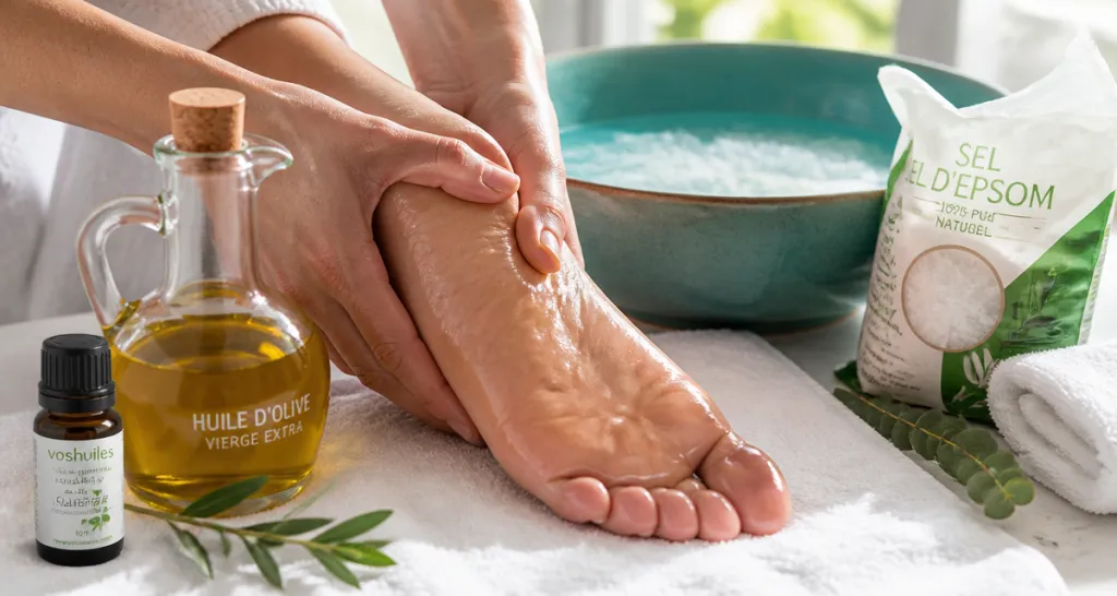tendinite sous le pied remede de grand mere massage huile