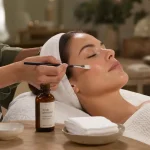 c est quoi un peeling : application d’acide glycolique sur le visage