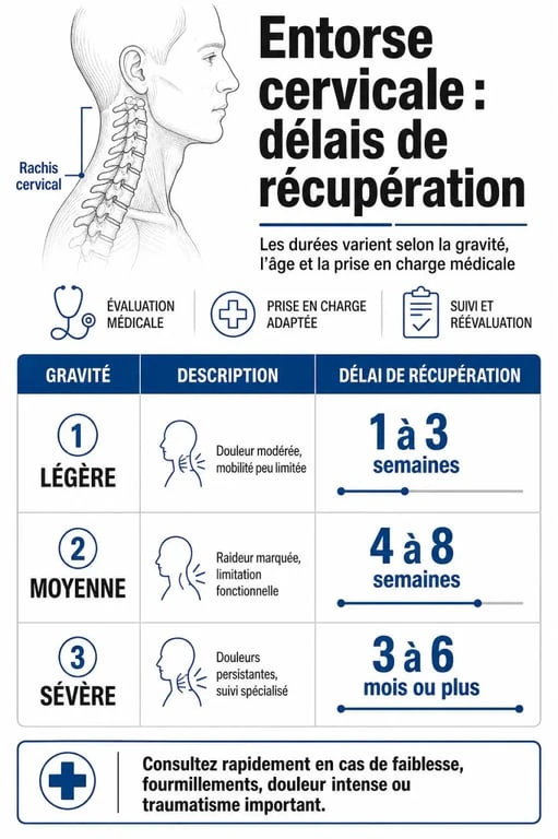 Entorse cervicale temps de guérison : comparatif des délais selon la gravité
