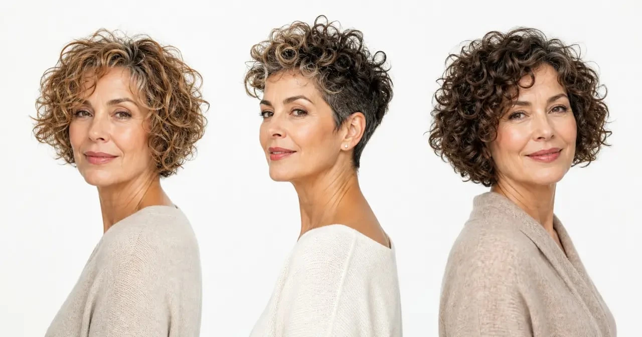 Coupe cheveux frisés courts femme 60 ans : trois inspirations de coupes courtes modernes et élégantes