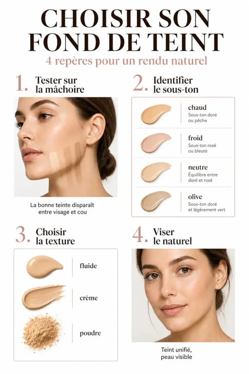 Comment choisir son fond de teint : guide visuel des teintes, sous-tons et textures