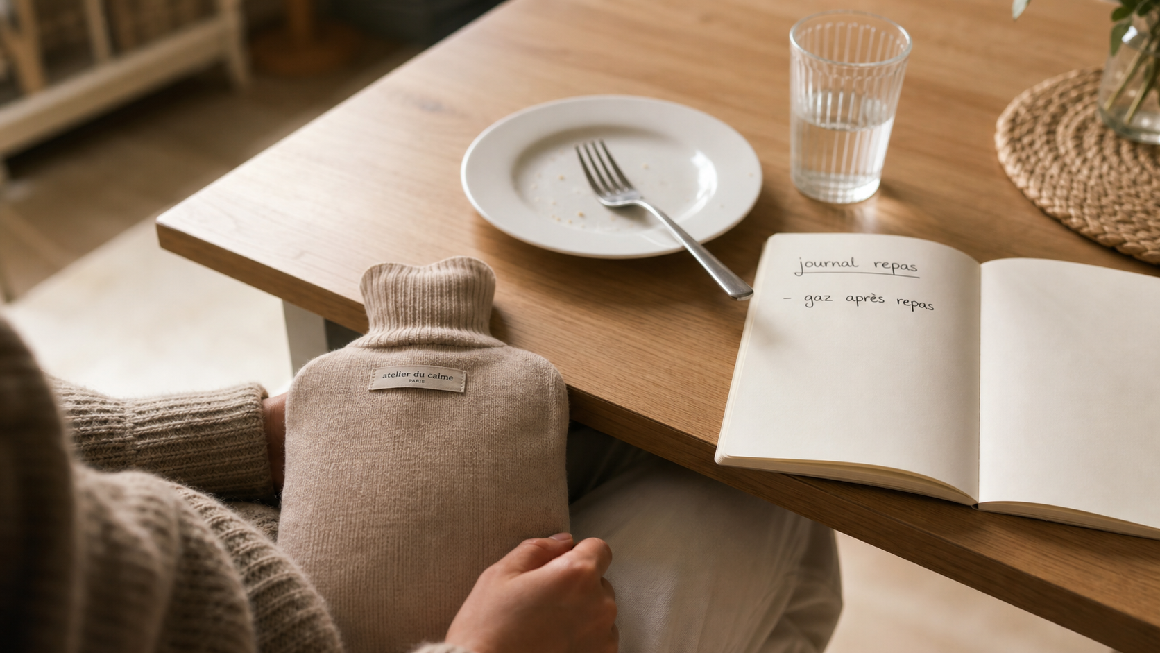 Bouillotte sur le ventre, journal repas : les flatulences comment les eviter