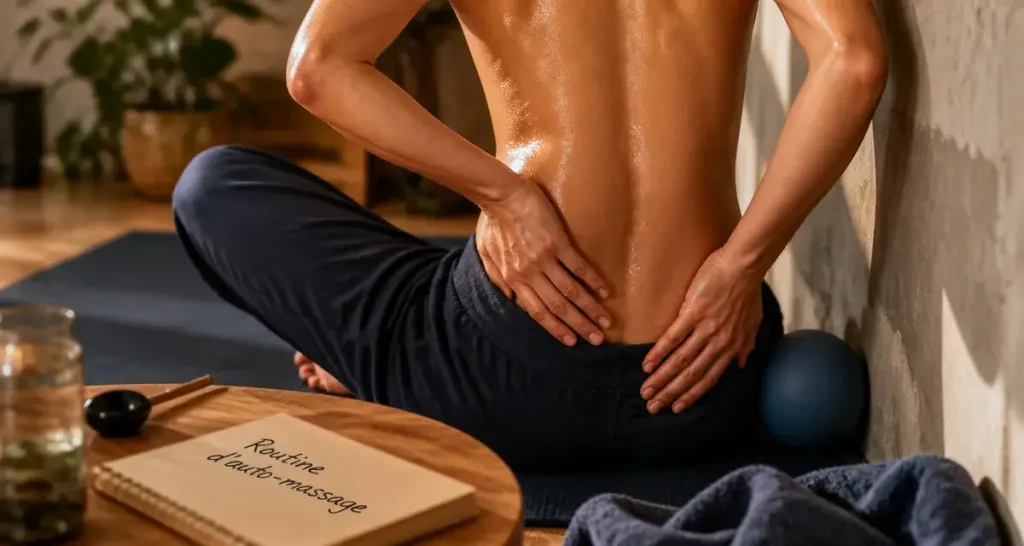 Massage nerf sciatique : palper lombaires et haut de fesse