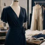 Robe portefeuille pour robes fortes poitrines, décolleté V, taille marquée